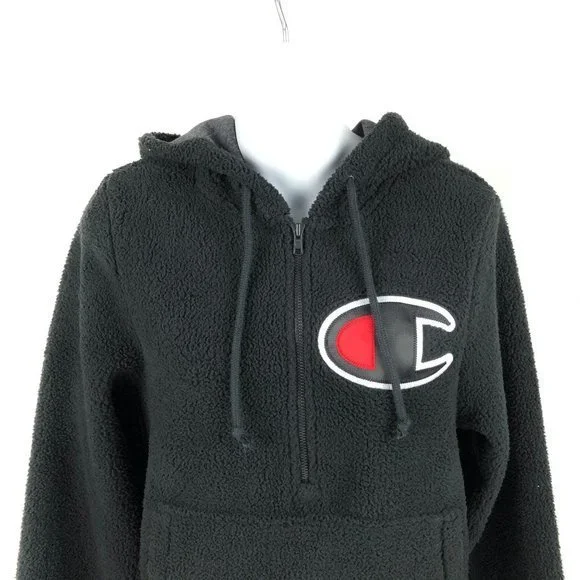 Champion Women's Sherpa Pullover Hoodie Black - Picture 2 of 8